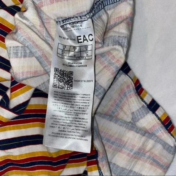 Guess‎ Originals Striped T-Shirt Mens Medium Navy Red Yellow Retro Preppy - Picture 4 of 4